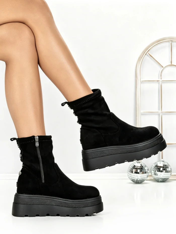 Ghete Dama cu Platforma 68WL35 BLACK | MEI