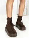 Ghete Dama cu Platforma 68WL37 DARK BROWN | MEI