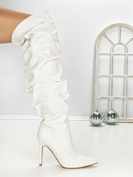 Cizme Dama cu Toc 6XKK10 WHITE | MEI