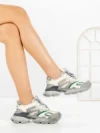Pantofi Sport Dama din piele naturala Y5786 CREAM-GREEN | ADVANCER