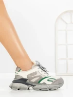 Pantofi Sport Dama din piele naturala Y5786 CREAM-GREEN | ADVANCER