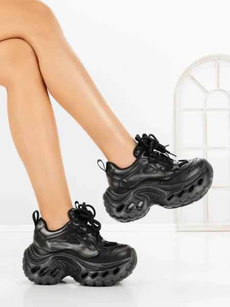 Pantofi Sport Dama cu Platforma 3607-1 BLACK | MEI