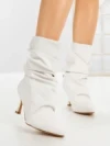 Botine cu Toc Subtire 6XKK8 WHITE | MEI