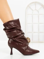 Botine cu Toc Subtire 6XKK8 WINE | MEI
