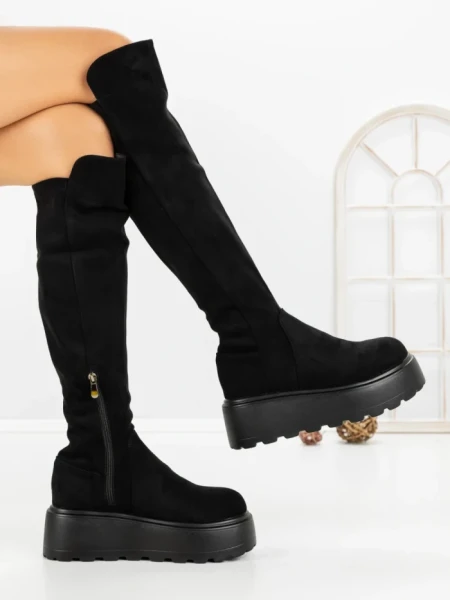Cizme Dama cu Platforma 68WL26 BLACK | MEI