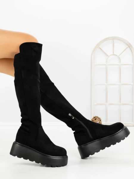 Cizme Dama cu Platforma 68WL26 BLACK | MEI
