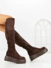 Cizme Dama cu Platforma 68WL26 DARK BROWN | MEI