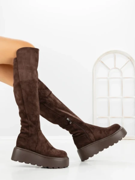 Cizme Dama cu Platforma 68WL26 DARK BROWN | MEI