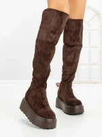 Cizme Dama cu Platforma 68WL26 DARK BROWN | MEI