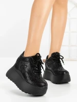 Pantofi Sport Dama cu Platforma 6WL17 BLACK | MEI