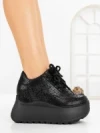 Pantofi Sport Dama cu Platforma 6WL17 BLACK | MEI