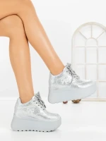 Pantofi Sport Dama cu Platforma 6WL17 SILVER | MEI