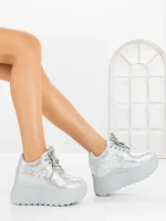 Pantofi Sport Dama cu Platforma 6WL17 SILVER | MEI
