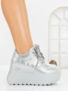 Pantofi Sport Dama cu Platforma 6WL17 SILVER | MEI