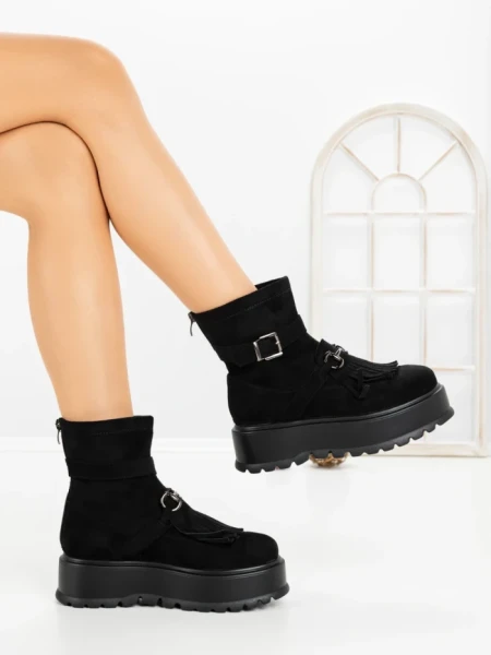 Ghete Dama cu Platforma 6ZP12 BLACK | MEI