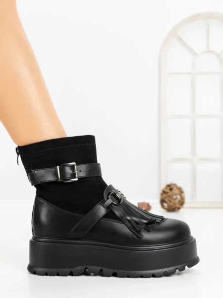 Ghete Dama cu Platforma 6ZP12 BLACK | MEI