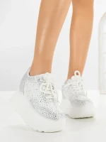 Pantofi Sport Dama cu Platforma 6WL17 WHITE | MEI