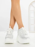 Pantofi Sport Dama cu Platforma 6WL17 WHITE | MEI