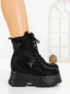 Ghete Dama cu Platforma 68WL8 BLACK | MEI