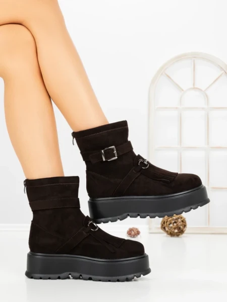 Ghete Dama cu Platforma 6ZP12 BROWN | MEI