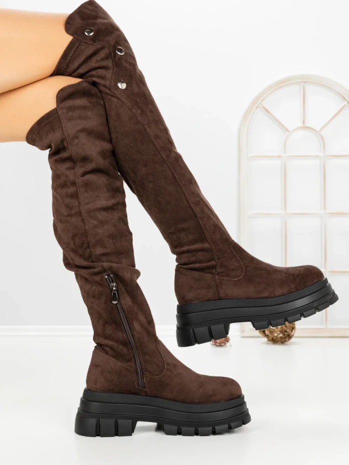 Cizme Dama cu Platforma 66WL32 BROWN | MEI