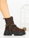 Ghete Dama cu Platforma 66WL33 DARK BROWN | MEI