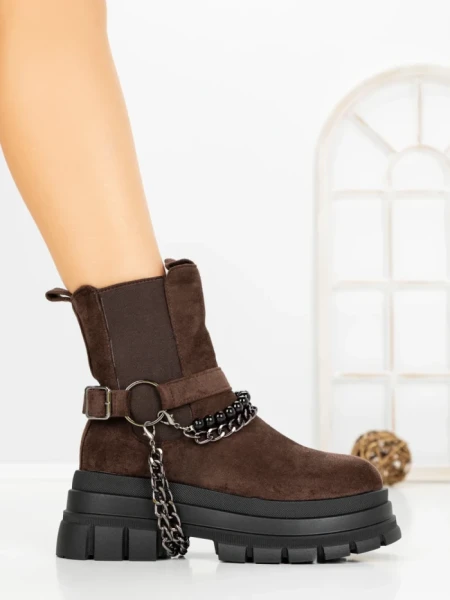 Ghete Dama cu Platforma 66WL33 DARK BROWN | MEI