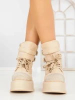 Ghete Dama cu Platforma 66WL30 BEIGE | MEI