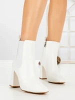Botine cu Toc Gros V8-08 WHITE | VIVIRICH