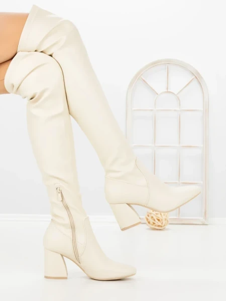 Cizme Dama cu Toc LQ-42 BEIGE | STEPHAN