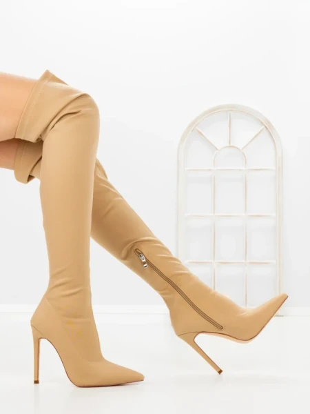 Cizme Dama cu Toc C-289 BEIGE | STEPHAN