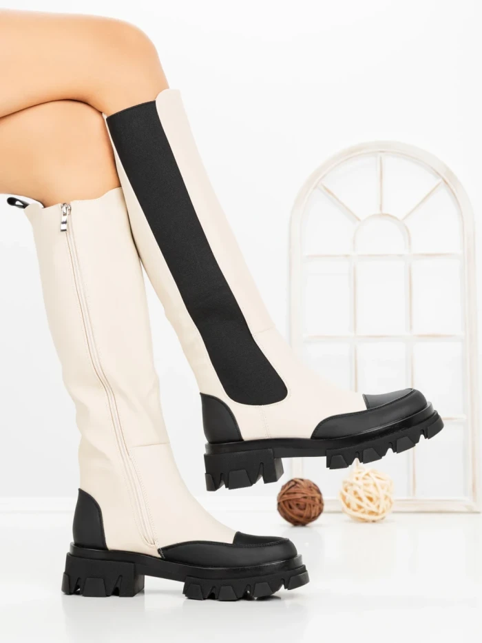 Cizme Dama cu Platforma C-285 BEIGE | STEPHAN