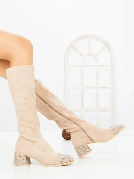 Cizme Dama cu Toc LQ-66 BEIGE | STEPHAN