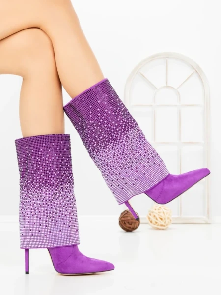 Botine cu Toc Subtire C-272 PURPLE | STEPHAN