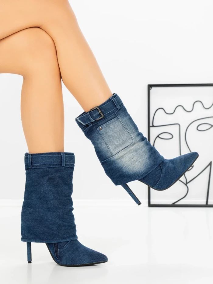 Botine cu Toc Subtire 2047 BLUE | SEASOND