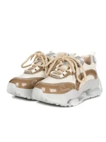 Pantofi Sport Dama din piele naturala S5361 CREAM-KHAKI | FRANCO GERARDO