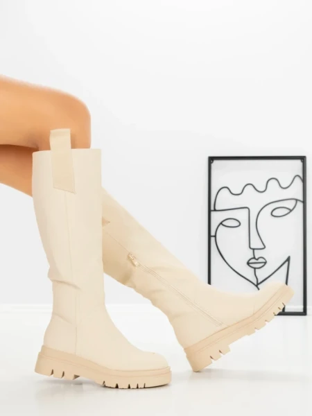 Cizme Dama cu talpa joasa 99-119 BEIGE | CM
