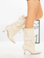 Botine cu Toc Subtire 77-306 BEIGE | CM