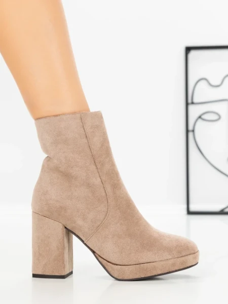 Botine cu Toc Gros 9131 TAUPE | CM