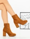 Botine cu Toc Gros 9131 CAMEL | CM