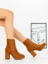 Botine cu Toc Gros 9131 CAMEL | CM
