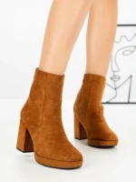 Botine cu Toc Gros 9131 CAMEL | CM