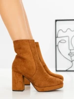 Botine cu Toc Gros 9131 CAMEL | CM