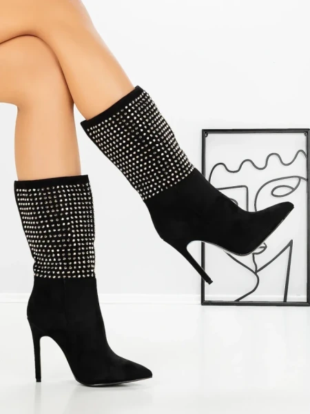 Botine cu Toc Subtire 1448 BLACK | SEASOND
