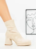 Botine cu Toc Gros 5724 BEIGE | SEASOND