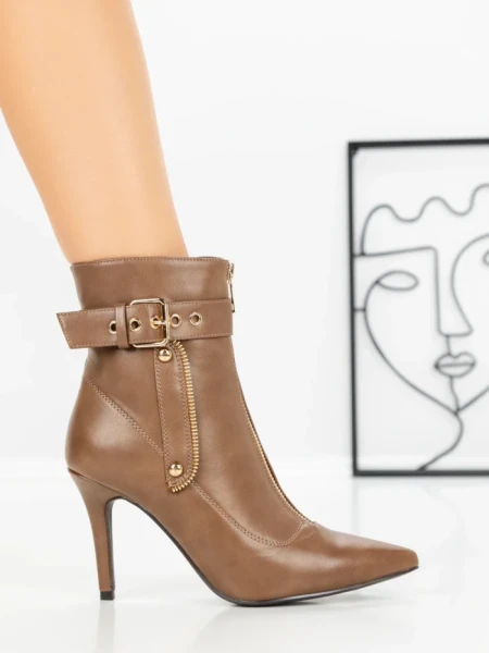 Botine cu Toc Subtire 1921 KHAKI | SEASOND