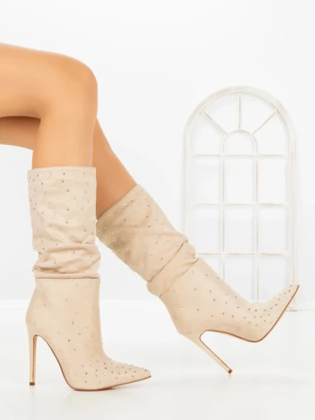 Botine cu Toc Subtire C-270 BEIGE | STEPHAN