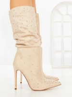 Botine cu Toc Subtire C-270 BEIGE | STEPHAN