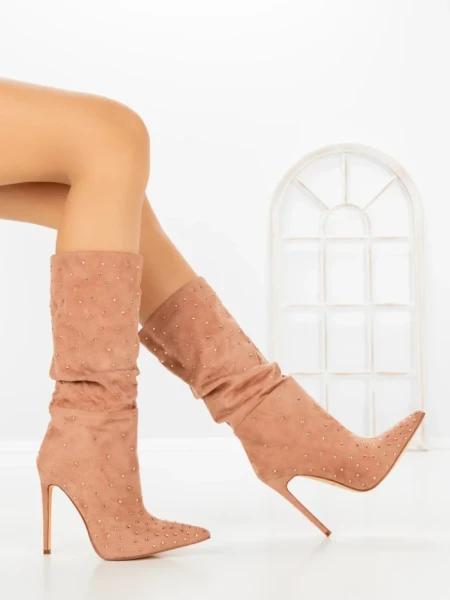 Botine cu Toc Subtire C-270 CHAMPAGNE | STEPHAN