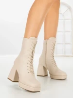 Botine cu Toc Gros JA-25 BEIGE | STEPHAN